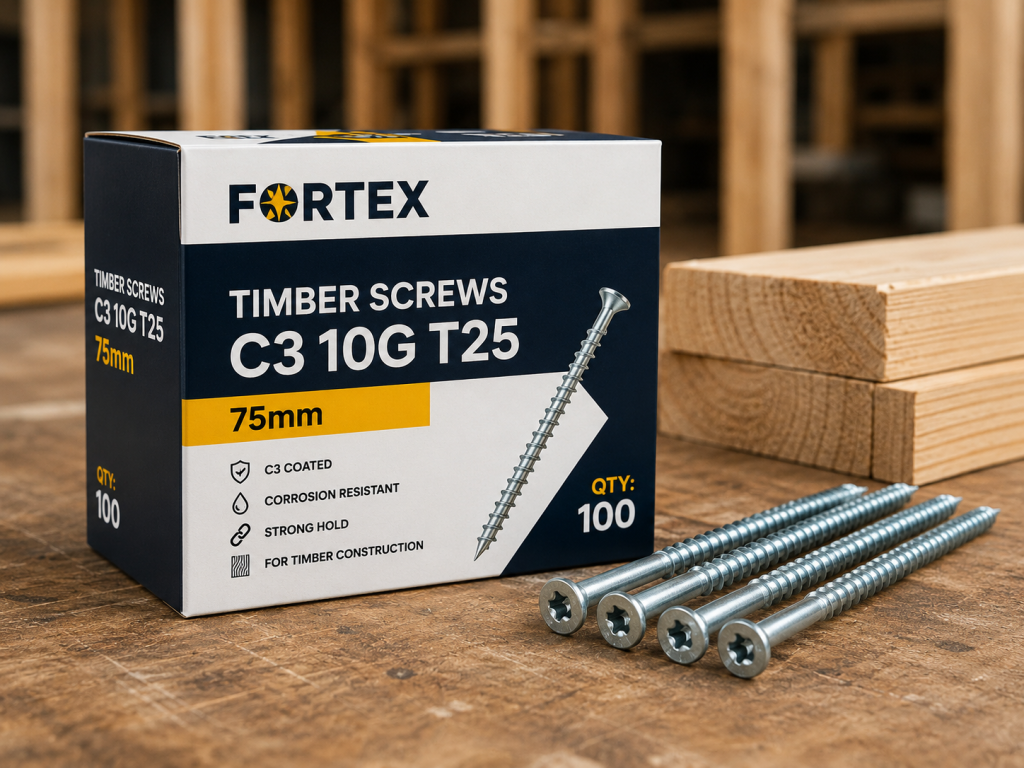 Timber Screws C3 10G T25 - 75mm