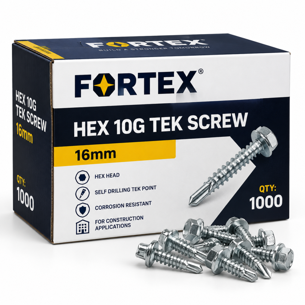 Fortex Hex 10G Tek Screw (BOX1000) - 16mm