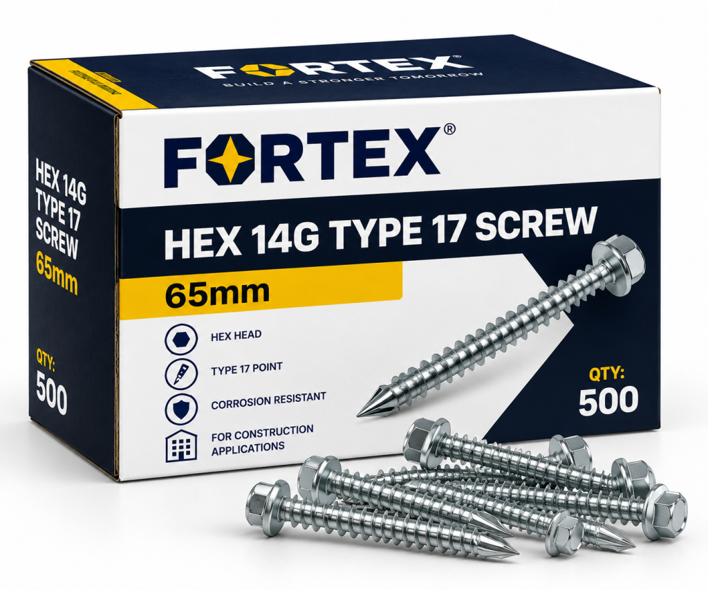 Fortex Hex 14G Type 17 Screws (BOX500) – 90mm